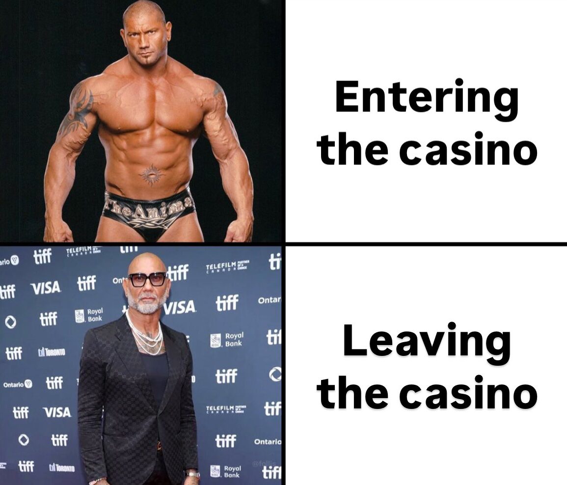 Batista entering the casino vs Batista leaving the casino